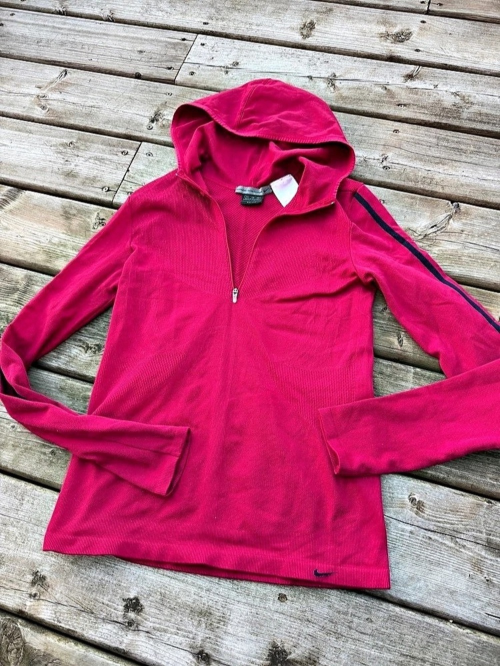 Nike Dri-FIT Women’s Pink Seamless Hooded 1/2 Zip Running Top Size M